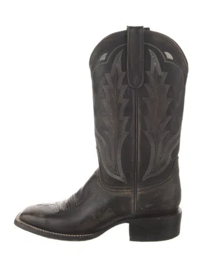 Pre-owned Idyllwind Leather Embroidered Accent Western Boots In Black