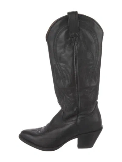Pre-owned Idyllwind Leather Embroidered Accent Western Boots In Black