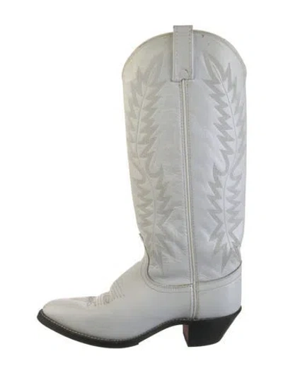 Pre-owned Idyllwind Leather Embroidered Accent Western Boots In White
