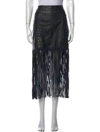Pre-owned Idyllwind Leather Long Skirt In Black