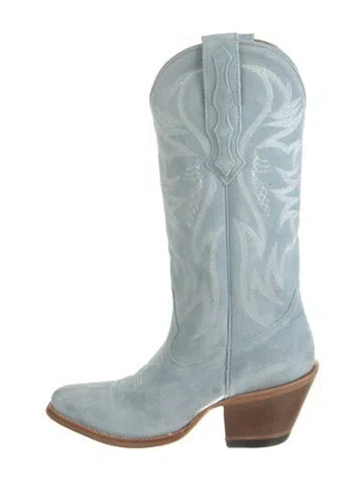 Pre-owned Idyllwind Leather Printed Western Boots In Blue
