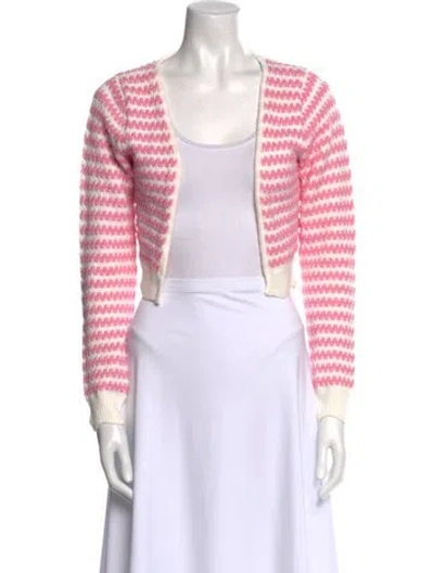Pre-owned Idyllwind Striped Open Front Sweater In Pink