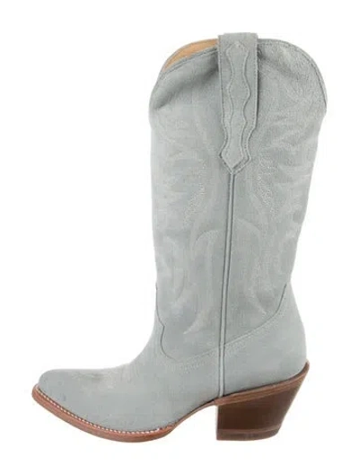 Pre-owned Idyllwind Suede Western Boots In Blue/green