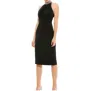 Mac Duggal Open Back Jewel Neck Halter Midi Dress In Black In Black