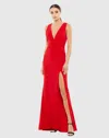 Ieena For Mac Duggal Pleated Wrapping Sleeveless Jersey Gown In Red