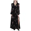 Mac Duggal Floral Long Sleeve Empire Waist Chiffon Maxi Dress In Multi