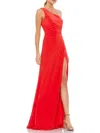 Mac Duggal Womens One Shoulder Ruched Evening Dress In Red