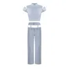 Iellele Grey Structured Suit With Pants - Limited Capsule In Blue