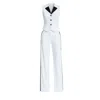 Iellele White Bamboo-blend Tailored Vest & Trousers Set In White