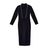 Iellele Women's Black Velvet Dress
