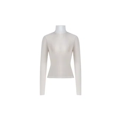 Iellele Women's White Noel Mesh Turtleneck  Separate Layer