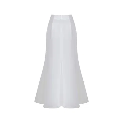 Iellele Women's White Noel Silk Maxi Skirt – Limited Edition