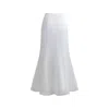 Iellele Women's White Noel Trio Set Turtleneck  Silk Skirt Tulle Fur Overskirt In White