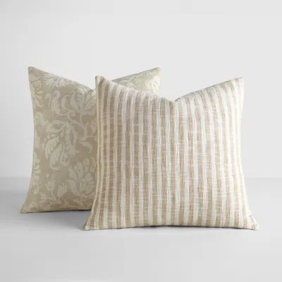 Ienjoy Home 2-pack Yarn-dyed Patterns Decor Throw Pillows In Yarn-dyed Bengal Stripe / Distressed Floral