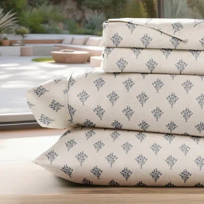 Ienjoy Home 4 Piece Delicate Details Pattern Sheet Set In Blue,white Floral