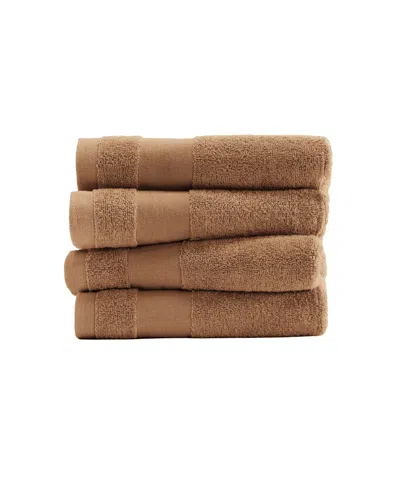 Ienjoy Home 4-pc. Cotton Hand Towel Set, 16" X 28" In Brown