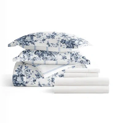 Ienjoy Home 7-piece Bedding Bundle - Pattern Comforter And Sheet Set In White,gray Floral
