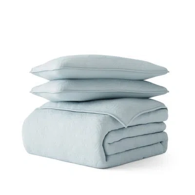 Ienjoy Home All Season Lightweight Soft Damask Quilt Set By Simply Soft In Pale Blue