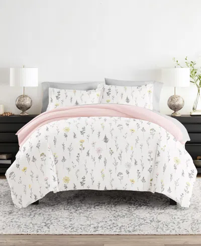 Ienjoy Home Bedding Bundle Patterned 6-piece Comforter With Duvet Cover Set, Twin In White