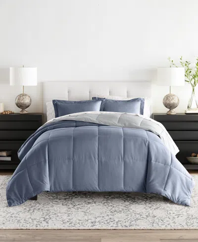 Ienjoy Home Bedding Bundle Reversible Pattern 5-piece Comforter Set, Twin In Blue