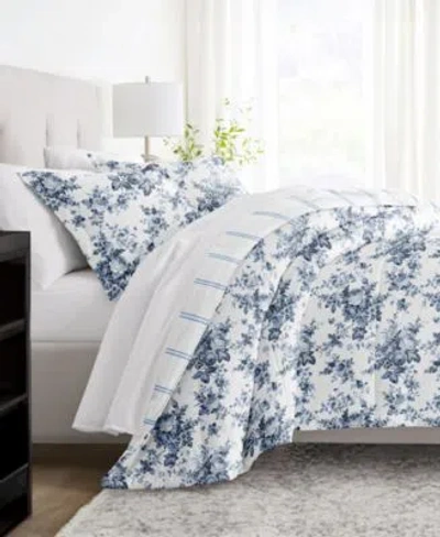 Ienjoy Home Cabbage Rose Stripe 3 Piece Comforter Sets In Stone