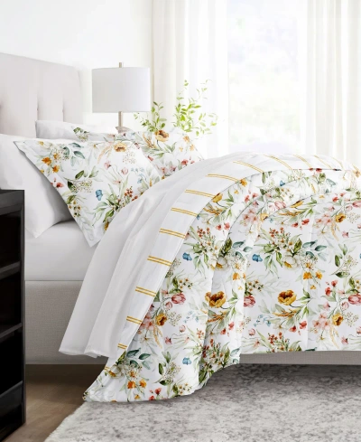 Ienjoy Home Chintz Floral Stripe 3-piece Comforter Set, King/california King In Clay