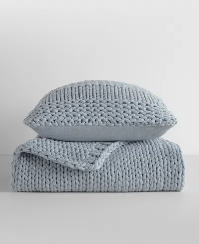 Ienjoy Home Chunky Blanket And Decor Pillow Bundle, 21" X 21" In Blue