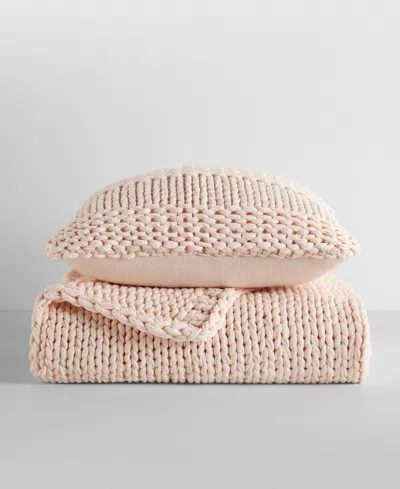 Ienjoy Home Chunky Blanket And Decor Pillow Bundle, 21" X 21" In Pink