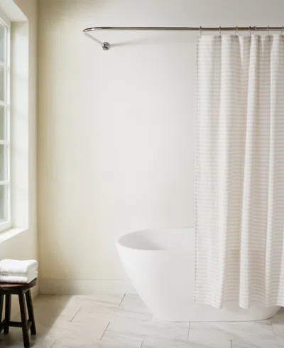 Ienjoy Home Cotton Blend Striped Shower Curtains, 72" X 72"