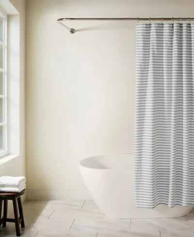 Ienjoy Home Cotton Blend Striped Shower Curtains, 72" X 72" In Blue