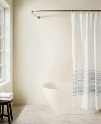 Ienjoy Home Cotton Blend Striped Shower Curtains, 72" X 72" In Blue