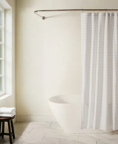 Ienjoy Home Cotton Blend Striped Shower Curtains, 72" X 72" In Gray