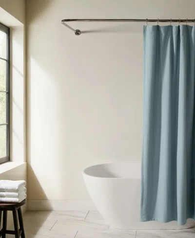 Ienjoy Home Cotton Blend Waffle Shower Curtain, 72" X 72" In Blue
