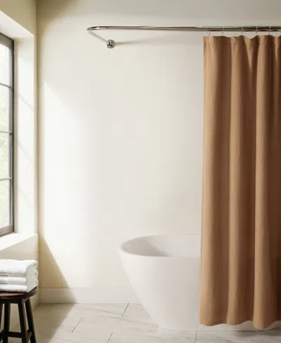 Ienjoy Home Cotton Blend Waffle Shower Curtain, 72" X 72" In Brown