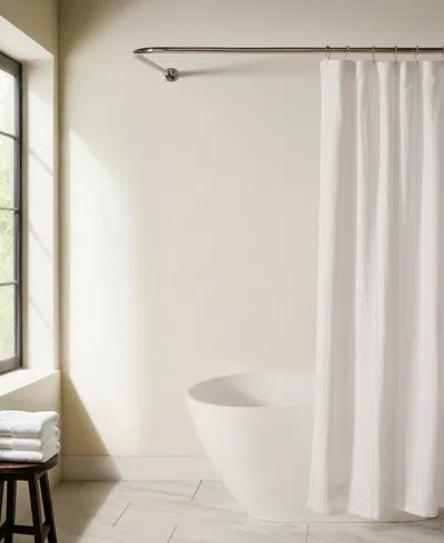 Ienjoy Home Cotton Blend Waffle Shower Curtain, 72" X 72" In White