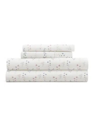Ienjoy Home Delicate Blossoms 4-p.c. Sheet Set, California King In White