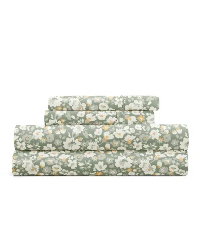Ienjoy Home Delicate Blossoms 4-p.c. Sheet Set, King In Green