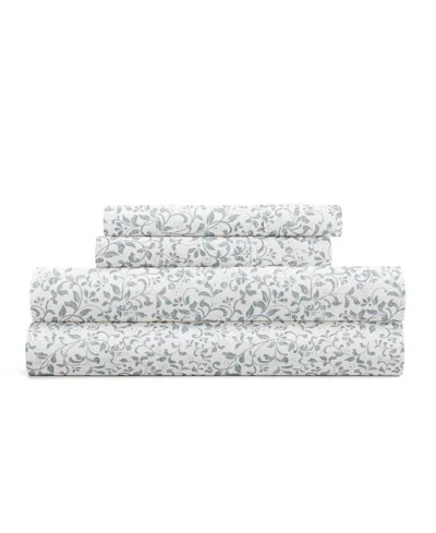 Ienjoy Home Delicate Blossoms 4-p.c. Sheet Set, Queen In Blue