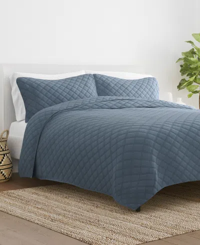 Ienjoy Home Diamond Stitch 3-pc. Lightweight Quilt Set, Full/queen In Blue