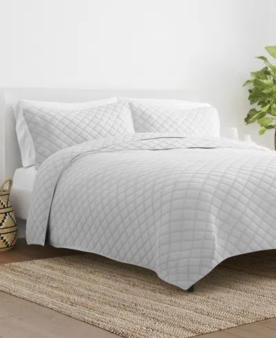 Ienjoy Home Diamond Stitch 3-pc. Lightweight Quilt Set, Full/queen In Light Gray