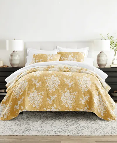 Ienjoy Home Distressed Bouquet Reversible 3-pc. Quilt Set, Full/queen In Yellow