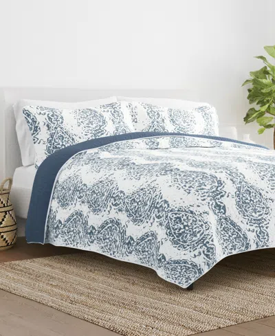Ienjoy Home Distressed Diamond Reversible 2-pc. Quilt Set, Twin/twin Xl In Dusk Blue