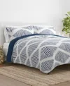 Ienjoy Home Scrolled Patchwork Reversible 3-pc. Lightweight Quilt Set, Full/queen In Navy