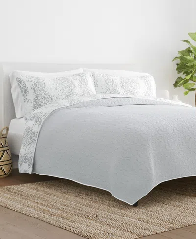 Ienjoy Home Distressed Diamond Reversible 3-pc. Quilt Set, Full/queen In Light Gray