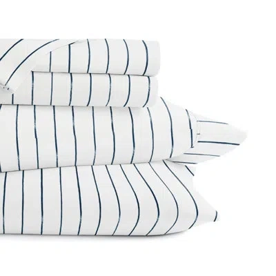 Ienjoy Home Distressed Navy Coastal Stripe Pattern Microfiber Sheet Set In Striped 1