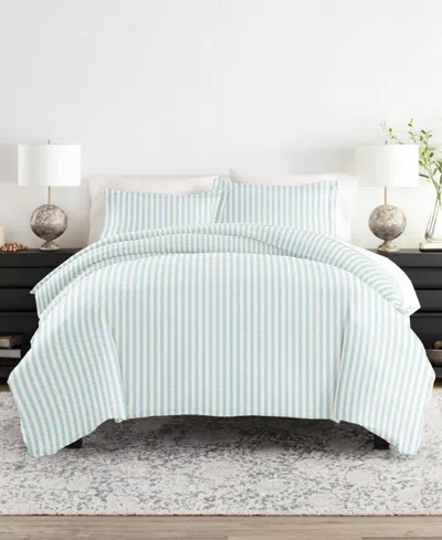 Ienjoy Home Distressed Striped Pattern 3 Piece Duvet Cover Set, Full/queen In Blue