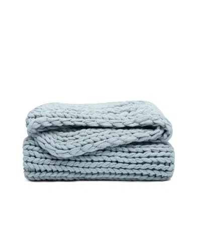 Ienjoy Home Eucalyptus Oversized Chunky Hand-knit Throw, 59" X 47" In Blue