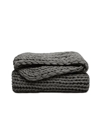 Ienjoy Home Eucalyptus Oversized Chunky Hand-knit Throw, 59" X 47" In Gray