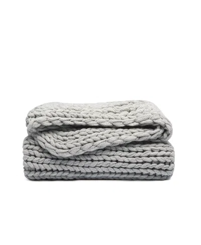 Ienjoy Home Eucalyptus Oversized Chunky Hand-knit Throw, 59" X 47" In Gray