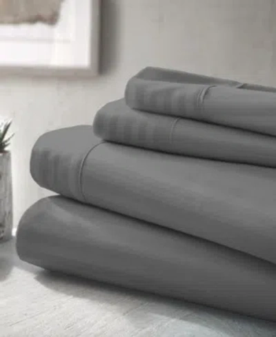 Ienjoy Home Expressed In Embossed Striped 3-pc. Sheet Set, Twin In Gray Striped